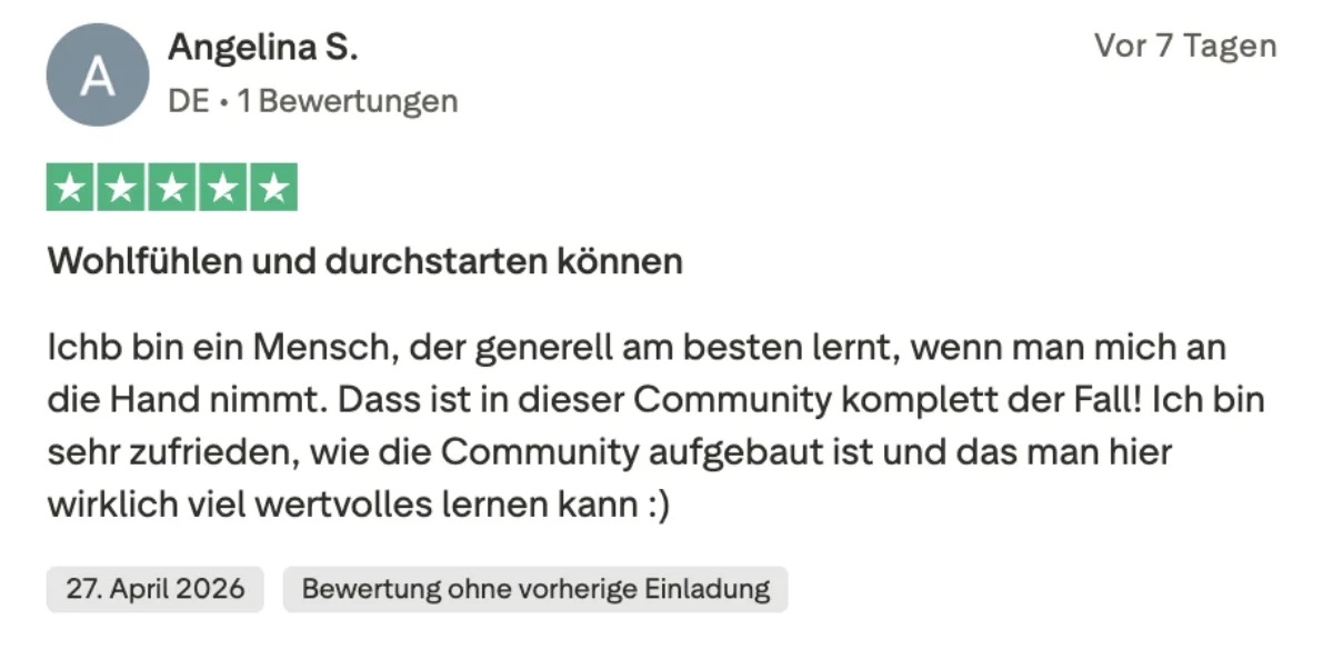 Angelina S. — Trustpilot 5★: Wohlfühlen und durchstarten können