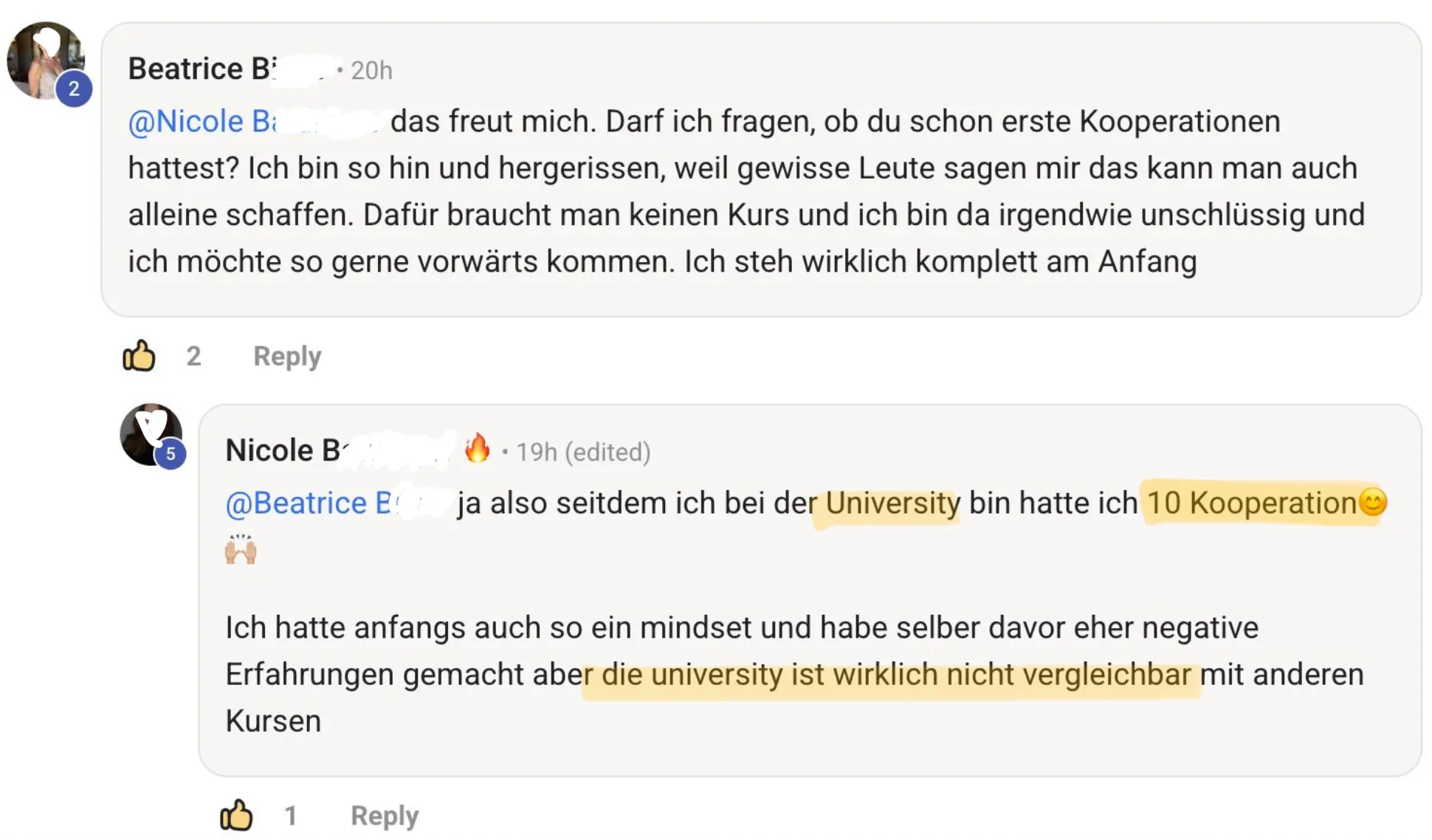 Nicole — 10 Kooperationen seit der University
