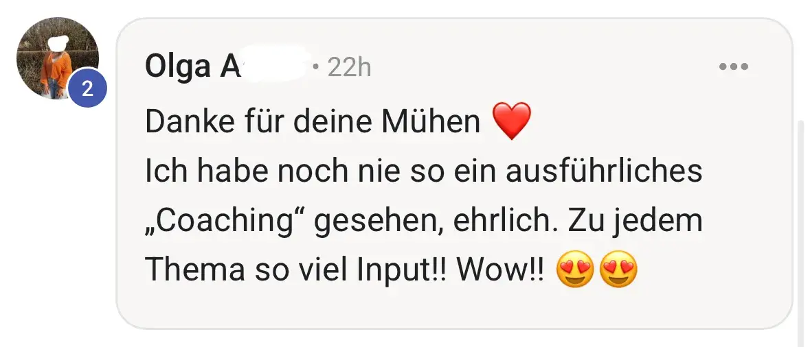 Olga — Ausführlichstes Coaching